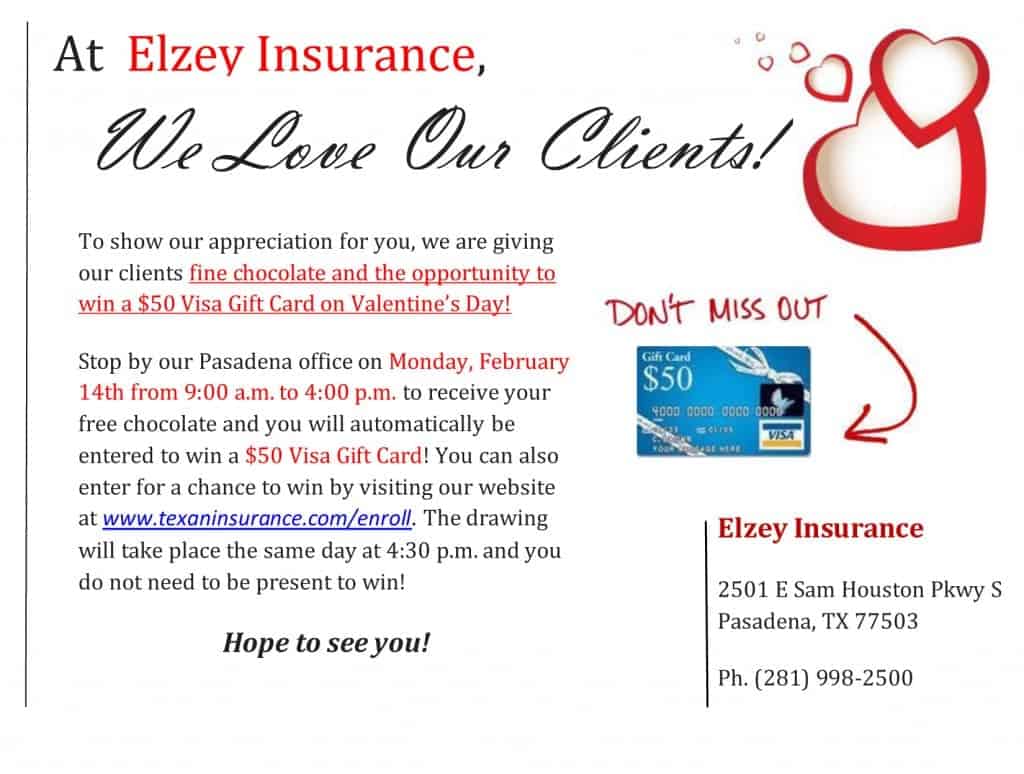 Free Chocolate & A Chance to Win A $50 VISA Gift Card on Valentine’s Day!