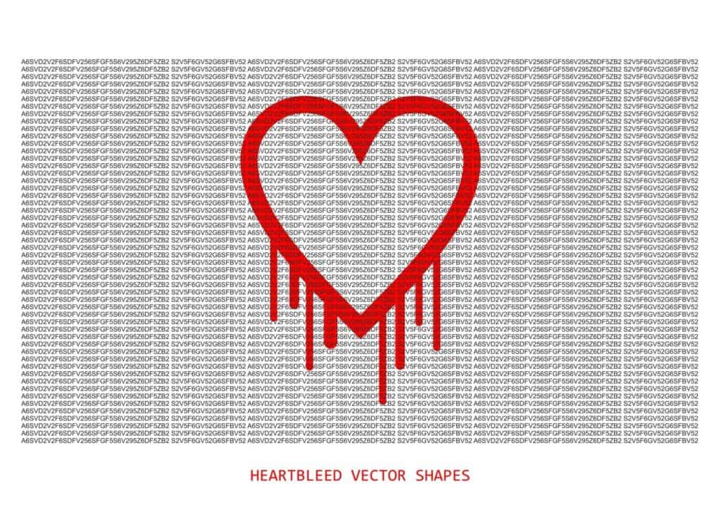 Heartbleed openssl bug vector shape, bleeding heart with wall of text in front