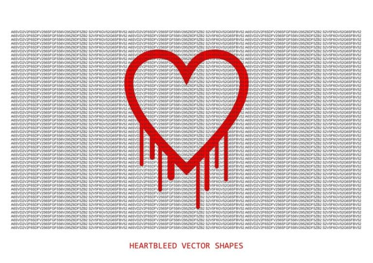 Heartbleed openssl bug vector shape, bleeding heart with wall of text in front