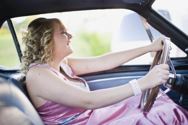 woman driving car